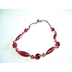 Vintage Purple Glass Bead Necklace Mid Century Modern
